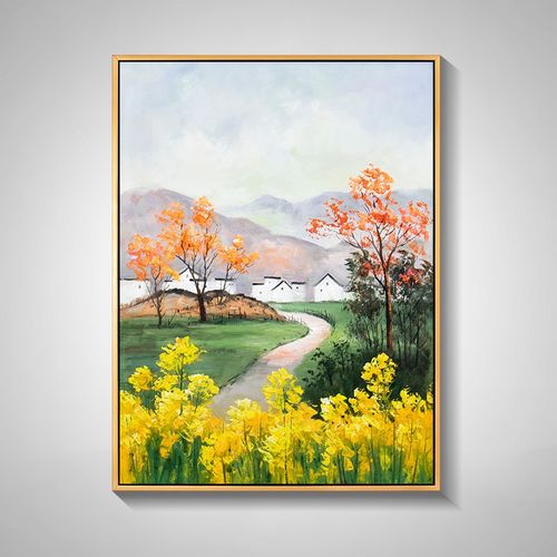 手绘油画艺y术客厅装饰画卧室挂画玄关田园风景画餐厅走廊壁画春