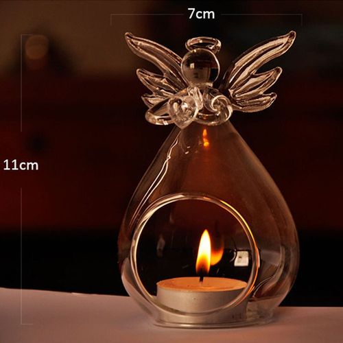 2018 brand new angel glass crystal hanging tea light candle