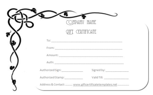 full page gift certificate template