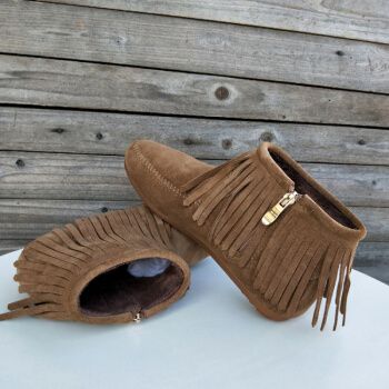 流苏靴平底圆头秋冬女靴子侧拉链踝靴磨砂皮唐卡短靴女 522款 深棕色