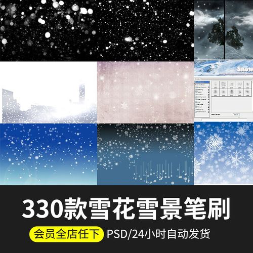 雪景雪花飘落下雪ps笔刷唯美雪景雪粒影楼后期背景素材psd源文件
