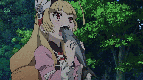 二次元动画妹子直接吃鱼动态图,gif动图搜索