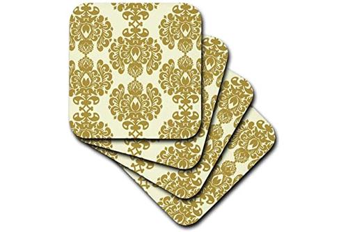 3drose cst_164512_2 chic gold damask vintage style-soft coasters