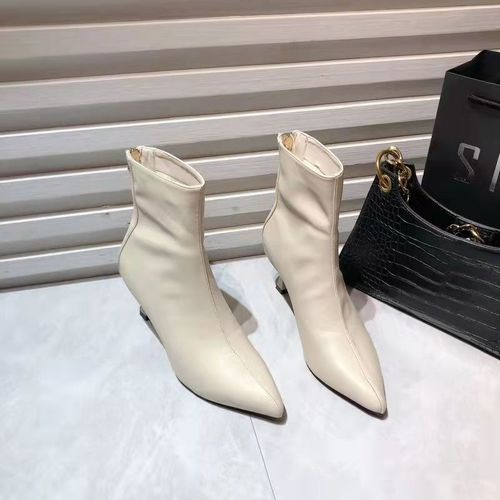 高跟鞋女士细跟短靴2021秋冬季新款舒适软皮后拉链中筒女靴5厘米