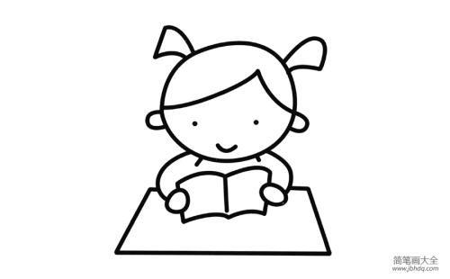 上学的漂亮的小女孩简笔画