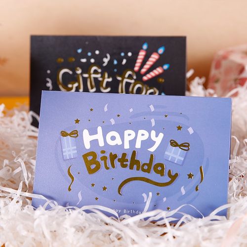 创意折叠立体生日贺卡烫金英文字母生日快乐祝福留言