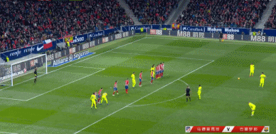 83 分钟,格列兹曼左脚任意球直接射门,皮球越过人墙高出横梁.