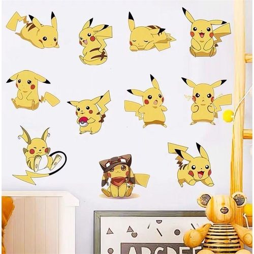 皮卡丘宠物墙贴纸儿童房墙壁卧室卡通动漫装饰品床头