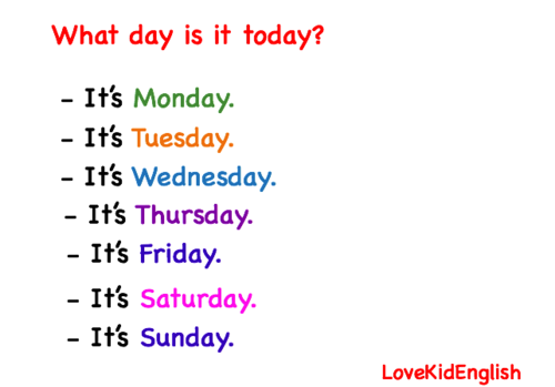 day 9 days of the week 星期篇