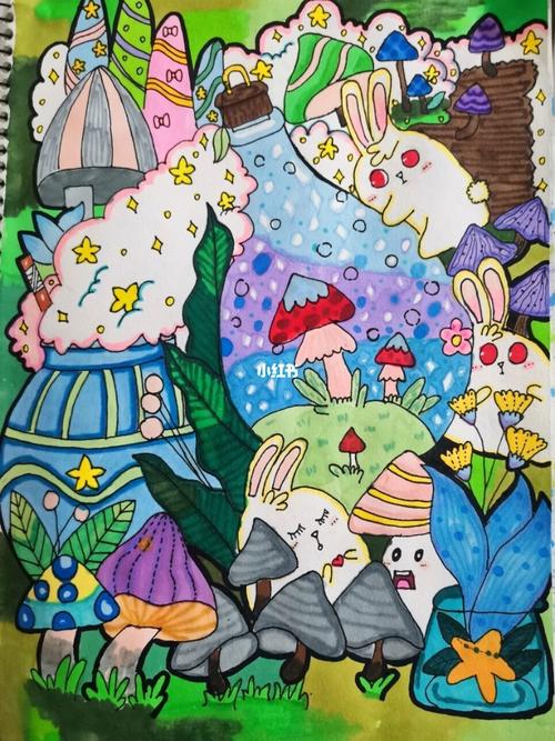 马克笔儿童画_儿童画_马克笔_临摹_文化_绘画