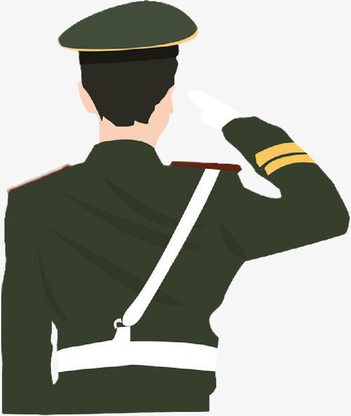 军人敬礼背影的简笔画