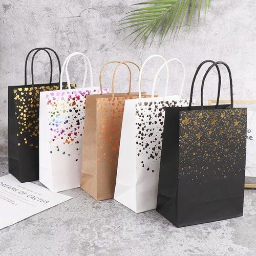 10pcs party bags kraft paper gift bag twisted handles