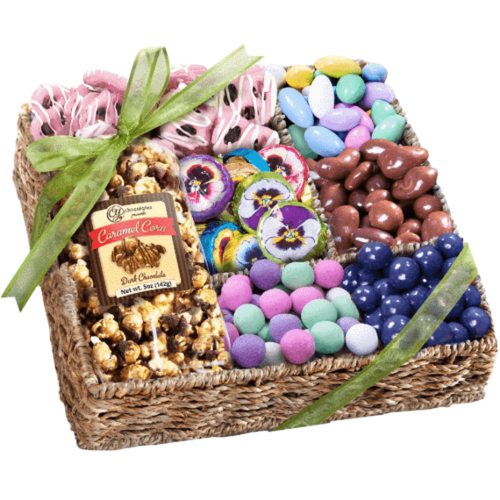 spring chocolate sweets and treats gift basket