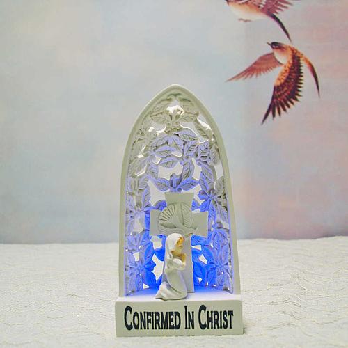 led light cross lady statue resin crafts blessing christmas
