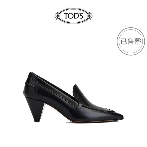 特惠】tods官方2021秋冬新品新款女鞋女士黑色皮革高跟乐福鞋女尖头