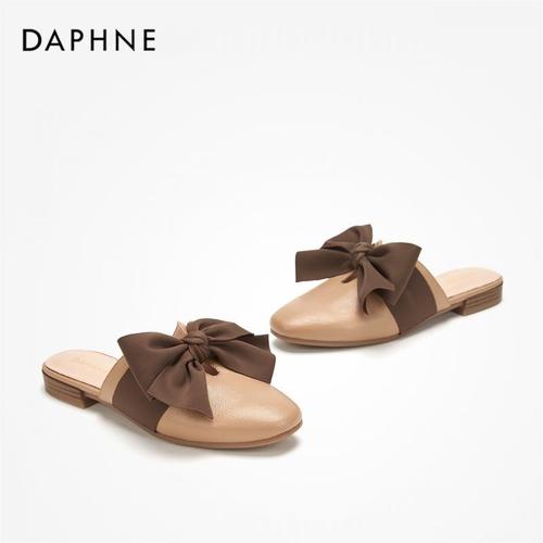 daphne/达芙妮2019夏优雅蝴蝶结平底穆勒鞋