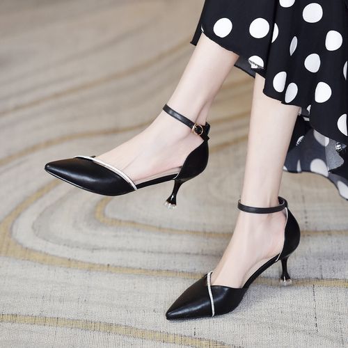 新款时尚单鞋女夏尖头水钻时装鞋女气质优雅细跟女单鞋女鞋