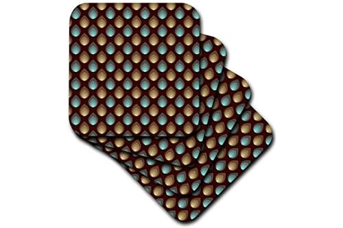 3drose cst_25987_1 overlapping gold and teal drops-soft coasters