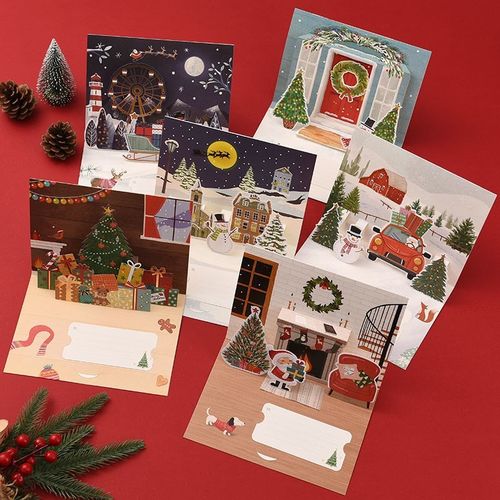 圣诞贺卡立体3d明信片圣诞节卡片高档创意礼物手写感谢祝福礼品卡