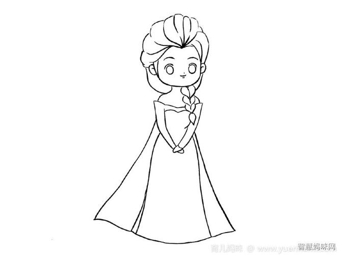 冰雪女王艾莎公主简笔画画法教程