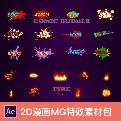 05特效合成-2d漫画mg动画特效火焰烟雾水花素材包影视后期ae模板