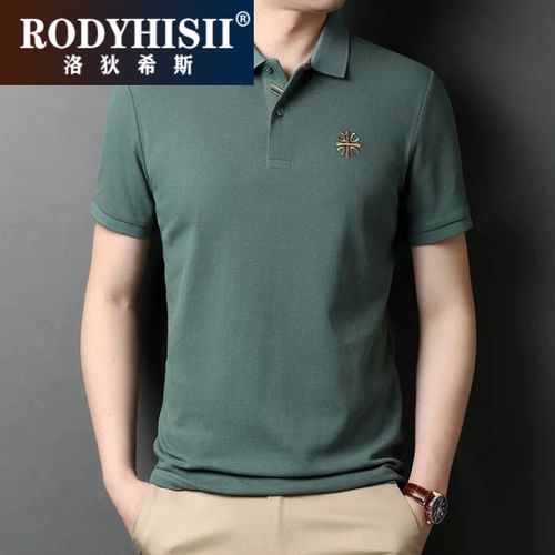 rodyhisii品牌高品质翻领保罗polo衫男长袖t恤纯棉韩版潮流刺绣衬衫领