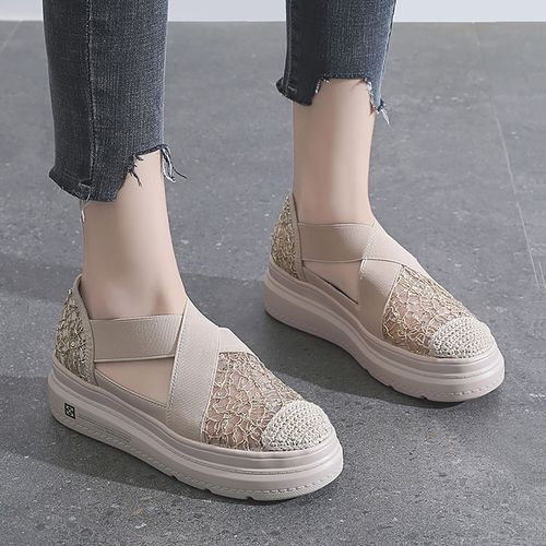 热卖爆款女渔夫鞋时尚松糕厚底休闲运动鞋一脚蹬单鞋百搭女鞋