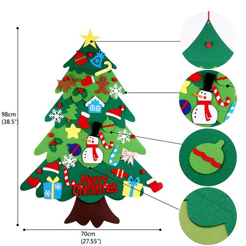 felt christmas tree diy with led light kids gift toys wall 