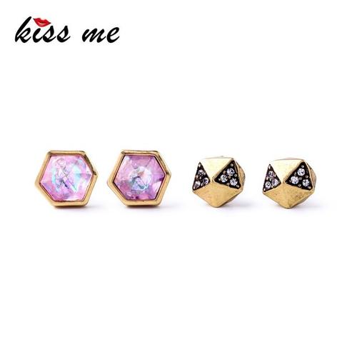 hot selling tiny geometric crystal lovers stud earrings for
