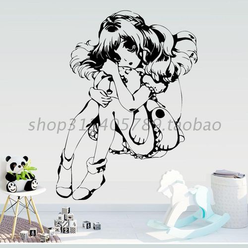 阳光美少女卡通动漫人物居家女生卧室儿童ktv房背景墙