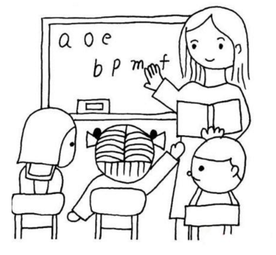 女孩进教室的简笔画
