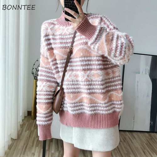 keep warm oversized cashmere sweater female v neck pullovers